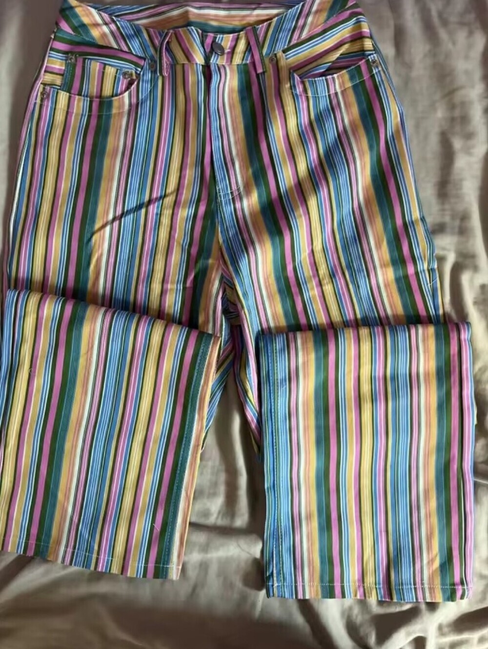 Striped Wide-Leg Women’s Jeans in Multi-Color - Picture 6 of 10